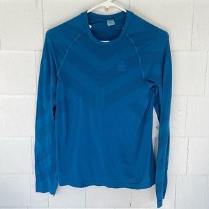 Odlo Kinship Light Long Sleeve Baselayer Top Blue Wing Teal Melange Medi…